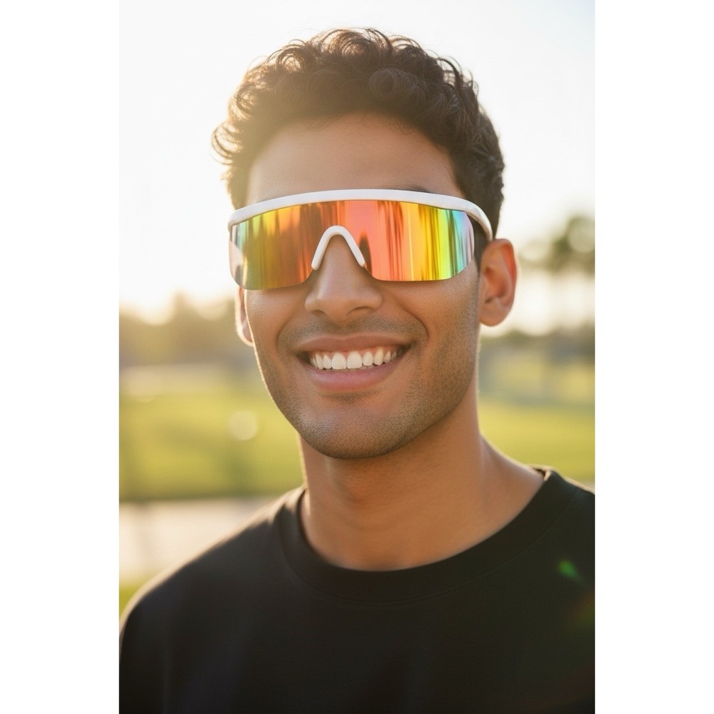 RETRO Orange Half Frame Premium Sport Sunglasses New Wrap Around 400 UV Beach